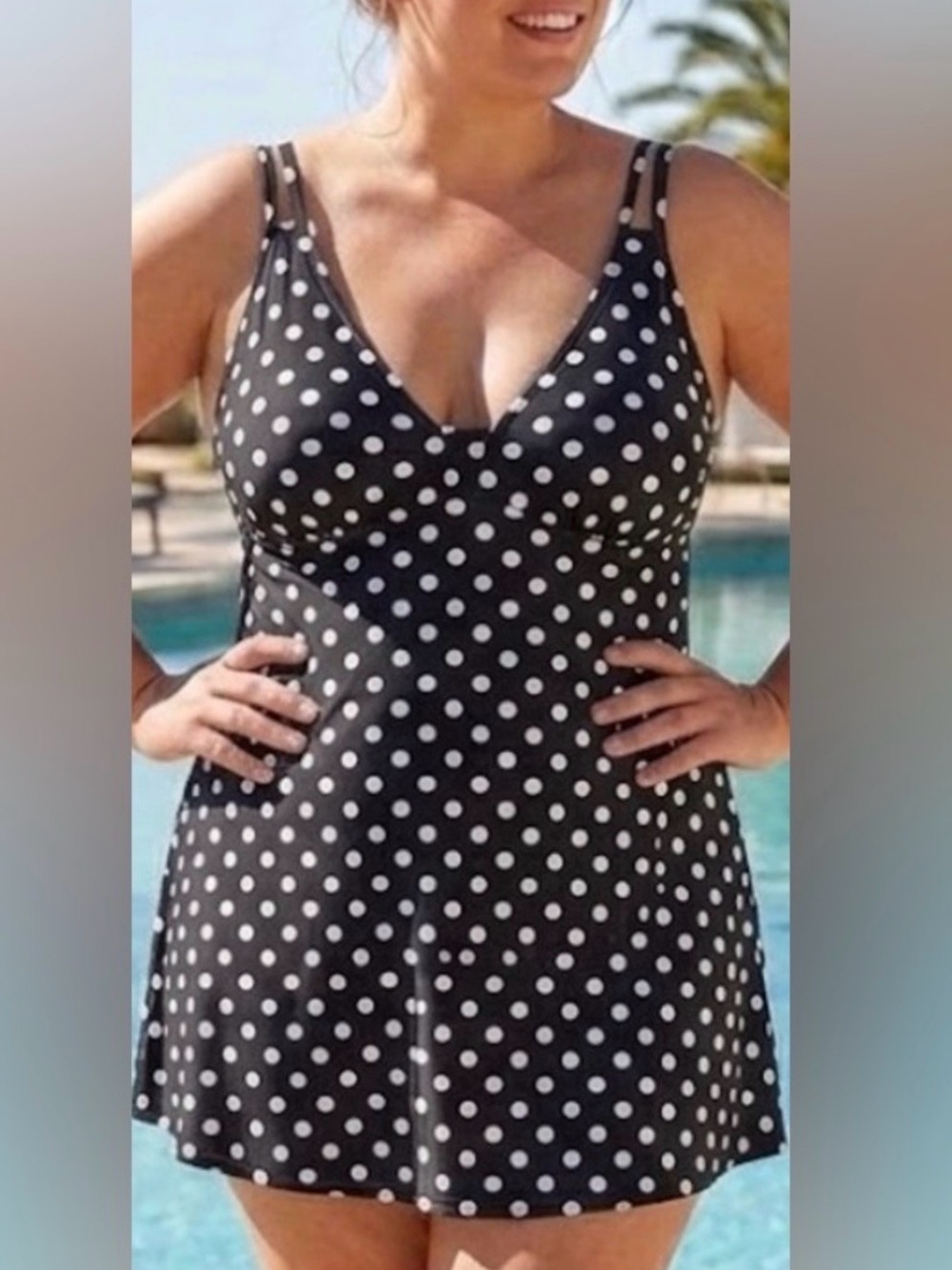 TrimshaperNew Polka Dot One-Piece Swimdress